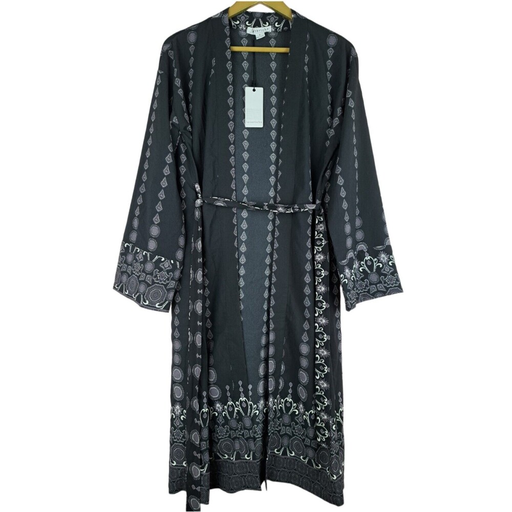 NEW Loveriche Women Wrap Dress Waist Tie Black Purple Size S
